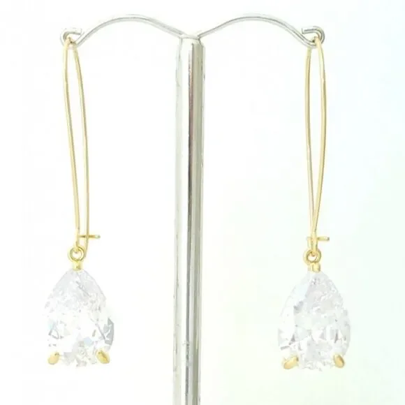 β¨βMia Charro Gold & Cubic Zirconia Teardrop Earrings - Picture 1 of 6
